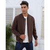 Mens Bomber Jackets Faux Suede Lightweight Flight Jacket Zip Up Active Coat - 4 of 4