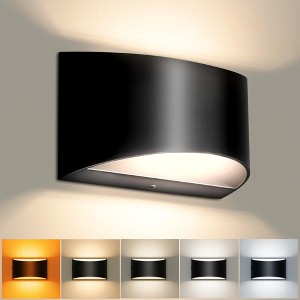DORESshop Modern Black Half-Arc Wall Sconce with 5CCT Adjustable Color Temperature and Dimmable Feature for Corridor Staircase Living Room Bedroom - 1 of 4