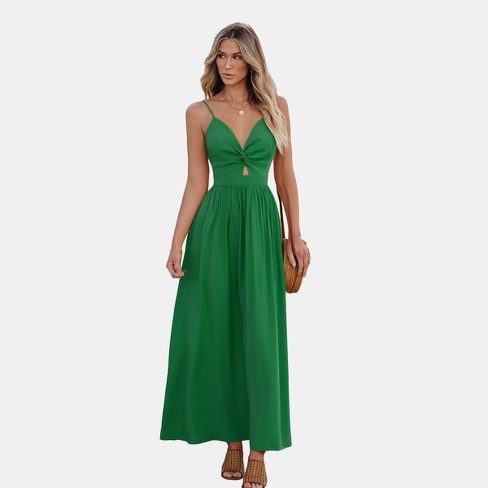 Women's Front Twist & Keyhole Maxi Dress - Cupshe-l-green : Target