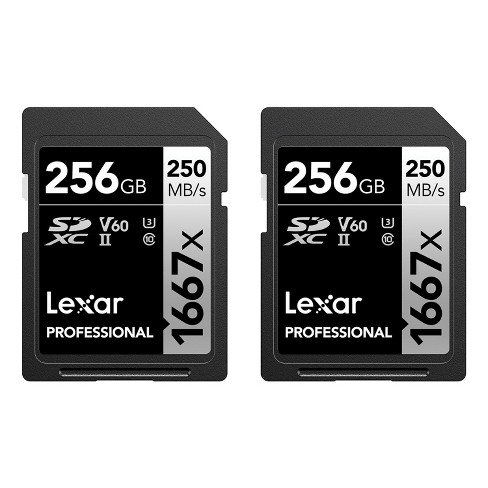 Lexar 256GB Professional 1667x UHS-II V60 SDXC Memory Card (2-Pack)