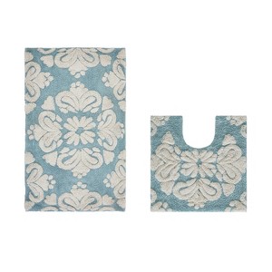Medallion Collection 2 Piece 100% Cotton Tufted Bathroom Rug Set  with Non-Slip Backing, Machine Washable, Tumble Dry Bath Mat - 1 of 4