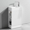 18.6" Bathroom Vanity with Sink – Compact Freestanding Cabinet with Toilet Paper Holder, Storage Shelf, Ceramic Top, Left/Right Configurable, White - 2 of 4