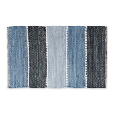 Design Imports Denim Color Block Cotton Chindi Rug 2X3Ft