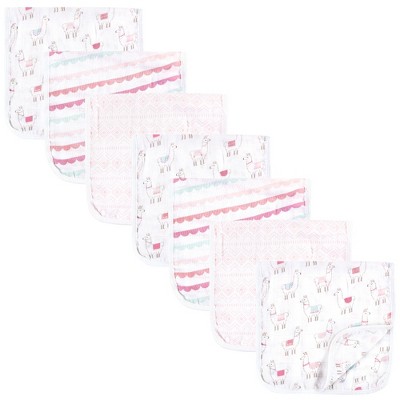 Hudson Baby Infant Girl Muslin Burp Cloth 7pk, Llama, One Size