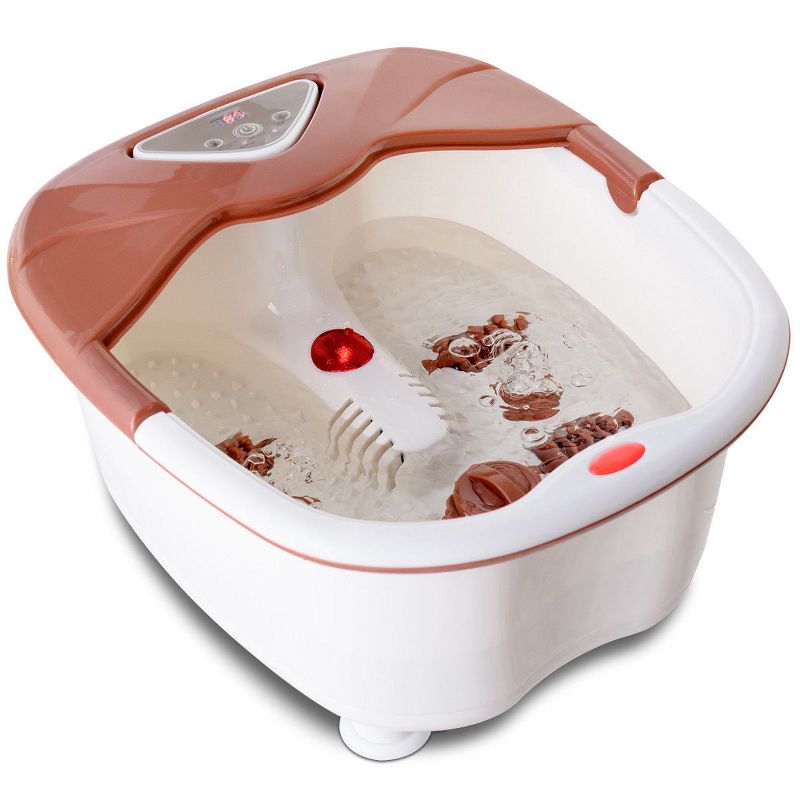 Costway Foot Spa Bath Massager LCD Display Temperature Control Heat Infrared Bubbles Brown, 4 of 10
