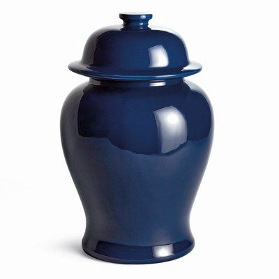 Plum & Post Koa Wide Lidded Ginger Jar - Navy Ceramic - Large Size