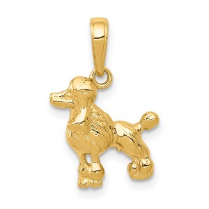 Black Bow Jewelry 14k Yellow Gold Mini Textured Poodle Pendant - 1 of 4