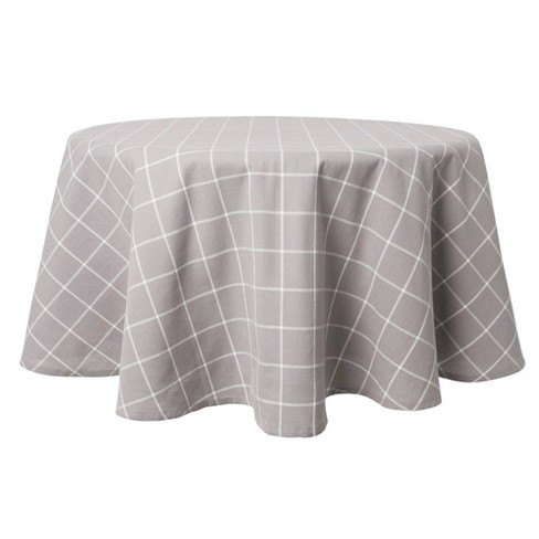 70 Cotton Round Window Pane Tablecloth Gray Town Country Living Target