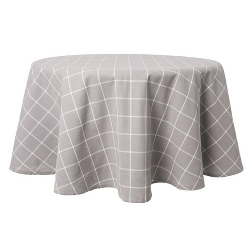 70 Cotton Round Window Pane Tablecloth, 70 Round Silver Tablecloths