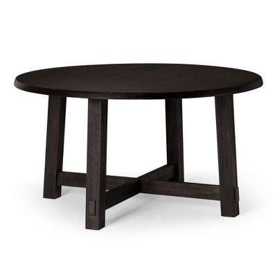 Maven Lane Sasha Rustic Round Wooden Dining Table in Weathered Black Finish