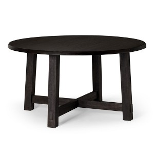 Maven Lane Sasha Rustic Round Wooden Dining Table in Weathered Black Finish - 1 of 4