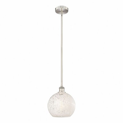 White Mouchette - 1 Light Stem Hung Mini Pendant In Modern Style-11.25 Inches Tall and 10 Inches Wide