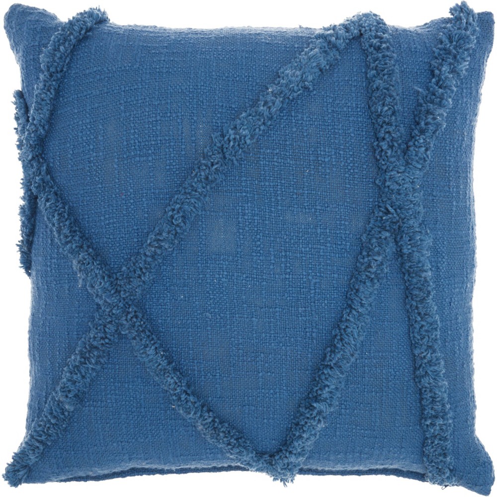 Photos - Pillow 18"x18" Distressed Diamond Square Throw  Blue - Mina Victory