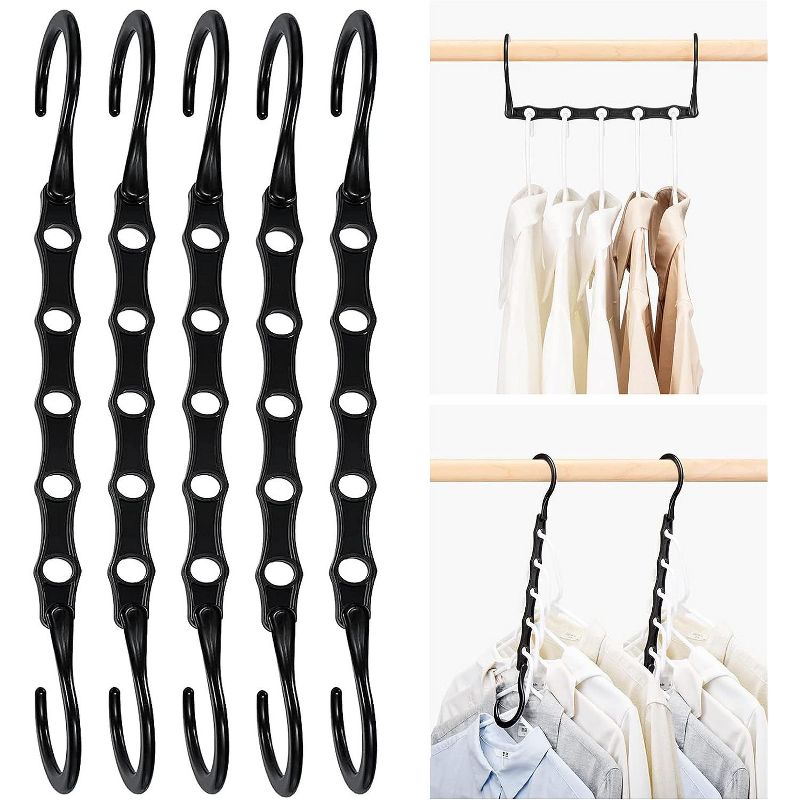 HOUSE DAY Magic Space Saving Hangers Sturdy Cascading Hangers with 5 Holes Closet Organizers and Storage College Dorm Room Essentials, 1 of 6