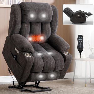 Power Lift Recliner Chair with 8-Point Vibration Massage, Lumbar Heating, USB & Type-C Ports, and Stainless Steel Cup Holders - 1 of 4