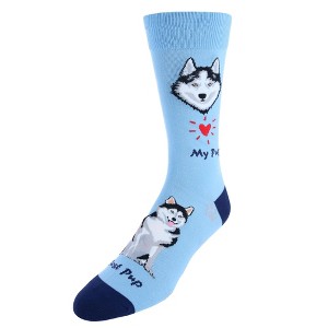 CTM Men's My Pup Crew Novelty Socks - 1 of 4