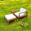 Mshliw Acacia Wood Outdoor Lounge Set with Chair, Ottoman, and Side Table – Comfortable Patio Set for Gardens, Balconies, and Poolsides - 3 of 4