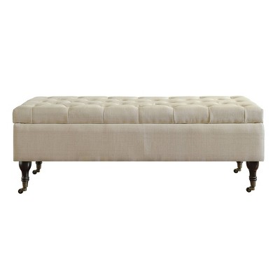 Collette Tufted Bench with Storage Butter Cream - Adore Decor