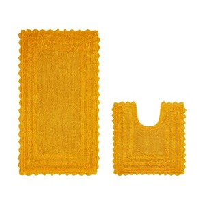 Lilly Crochet Collection 100% Cotton Tufted Reversible 2-Piece Bath Rug Set – Super Absorbent, Machine Washable Bathroom Mats with Crochet Pattern - 1 of 4