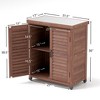 PAGED Outdoor Potting Bench with Storage Cabinet and Metal Table Top for Patio, Garden Furniture Wood Workstation, Grey - 3 of 4