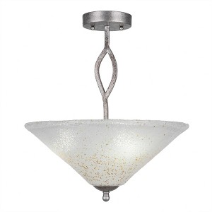 Toltec Lighting Revo 3 - Light Flush Mount in  Aged Silver with 16" Gold Ice Shade - 1 of 1