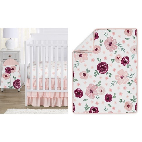 Sweet Jojo Designs Girl Baby Crib Bedding Set - Watercolor Floral ...