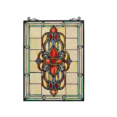 CHLOE Lighting AVALON Tiffany-glass Victorian Window Panel 18x25