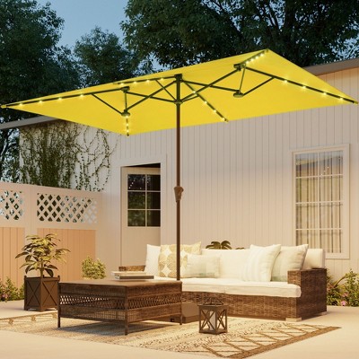 Sonkuki 11x7FT Solar-powered Double-Sided Patio Umbrella with Large Canopy Outdoor Table Umbrella for Garden, deck and pool