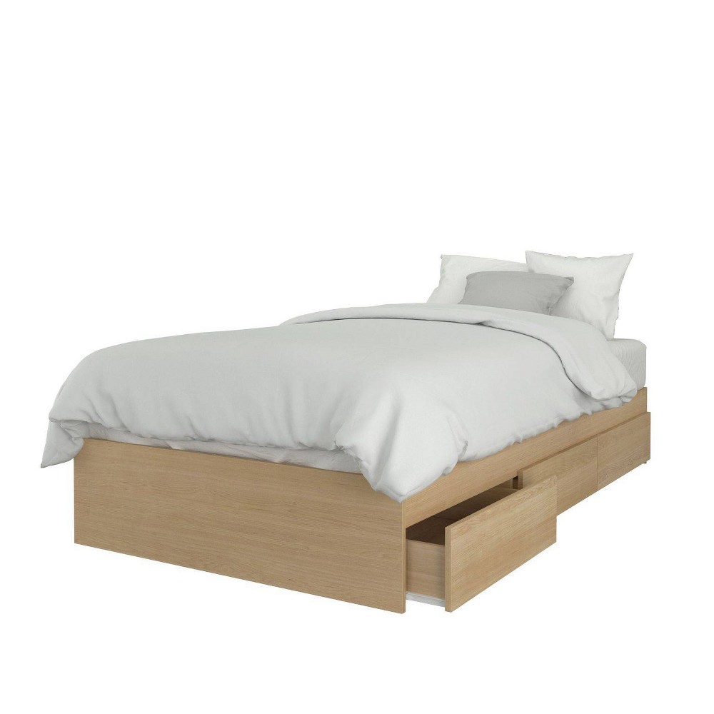 Twin Storage Platform Bed Natural Maple Nexera For Sale