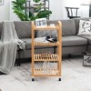 Costway 4-Tier Kitchen Serving Trolley Cart Mobile Bamboo Storage Shelf Lockable Casters - image 4 of 4