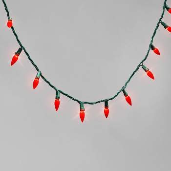 60ct LED C6 Faceted Christmas String Lights Red with Green Wire - Wondershop™