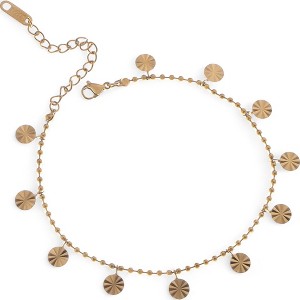 Anna-Kaci Women's Dainty Charm Disc Bracelet with Adjustable Chain- Gold - 1 of 4