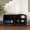 KIGFTSOD 60.5'' Mid Century Modern Console Table Sideboard Buffet - 4 Doors & Adjustable Shelves for Kitchen, Dining & Living Room, Black - 4 of 4
