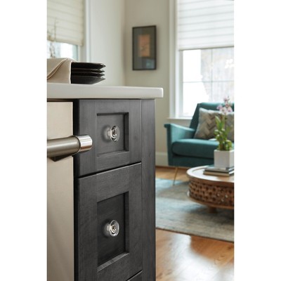 Clear and Brushed Nickel Round Cabinet Knob with Mounting Hardware