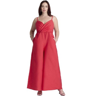 ELOQUII Women's Plus Size Wide Leg Jumpsuit - 18, Red