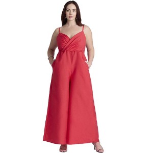ELOQUII Women's Plus Size Wide Leg Jumpsuit - 18, Red - 1 of 4