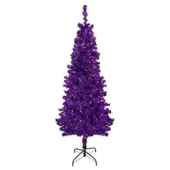 Northlight 6' Pre-Lit Purple Artificial Tinsel Christmas Tree, Clear Lights