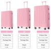 Syemin Luggage Luggage Sets 3 Piece Hard shell ABS Lightweight Durable Suitcases with Double Spinner Wheels, Pink, 18.3"*11.4"*29.9" - 3 of 4