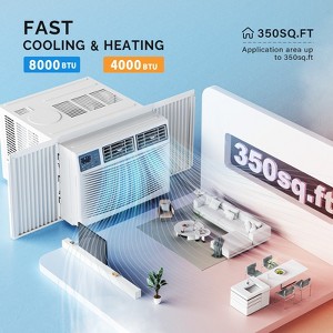 ROVSUN 4-in-1 Air Conditioner Window Unit with Heat, Window AC Unit Cooler, Heater, Dehumidifier & Fan with Timer, Remote Control, 208/230V - 1 of 4