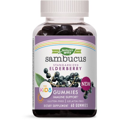 Nature's Way Sambucus Elderberry Gummies for Kids with Vitamin C and Zinc – 60ct