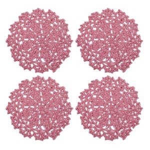 Unique Bargains Cotton Floral Pattern Vintage Lace Absorbent Coasters 4 Pcs - 1 of 4