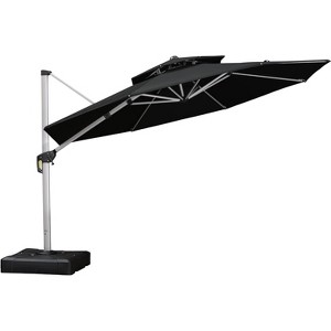 PURPLE LEAF 12 Feet Patio Umbrella Outdoor Round Double-Top Aluminum Umbrella Cantilever Patio Umbrella for Garden Deck Pool Patio - 1 of 4