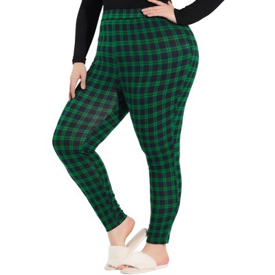 Agnes Orinda Women's Plus Size Check Leggings Stretch Festive Glen ...