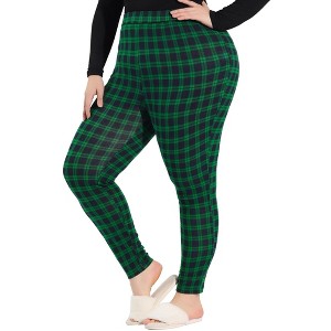 Agnes Orinda Women's Plus Size Check Leggings for Women Stretch Festive Glen Plaid Skinny Pants - 1 of 4