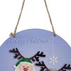 Northlight Santa and Reindeer "Merry Christmas" Disc Ornament - 8" - Blue and Green - 3 of 4