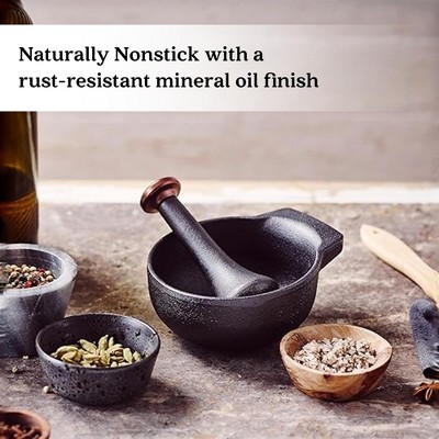 Nori 4" Black Cast Iron Mortar and Pestle Set