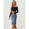 INSPIRE CHIC Women's High Waist Split Hem Casual Denim Pencil Skirt - 2 of 4
