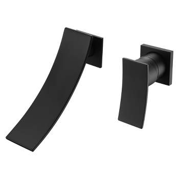 SUMERAIN Matte Black Wall Mount Bathroom Faucet Waterfall Single Handle with Brass Valve