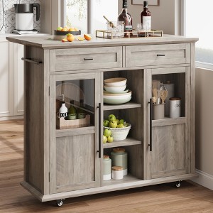 Storage Drawer, Foldable Kitchen Removable Storage Cabinet with Folding Top - 2 Glass Doors, Spice Rack, Towel Rack for Living Room, Kitchen - 1 of 4