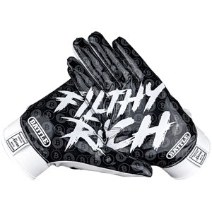 Battle Sports Adult Filthy Rich Football Receiver Gloves - Black/White - 1 of 2